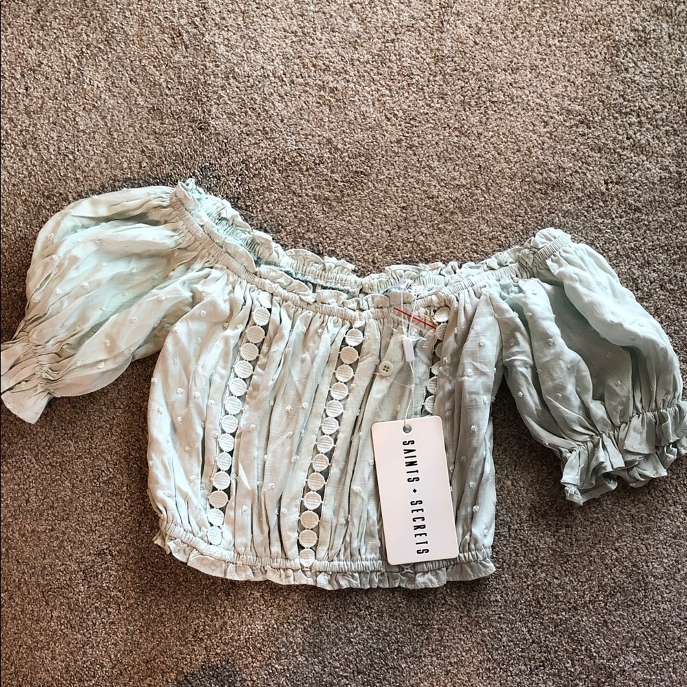 Sami's Secrets Sage Off-Shoulder Crop Top